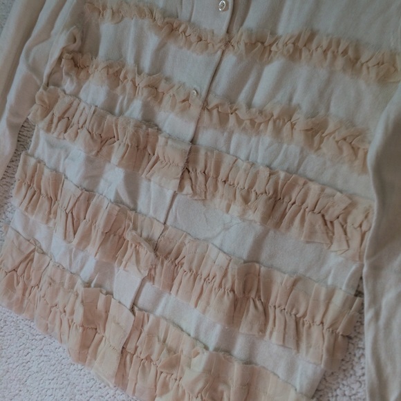sale J crew ivory cardigan szM frill duo - Picture 2 of 6
